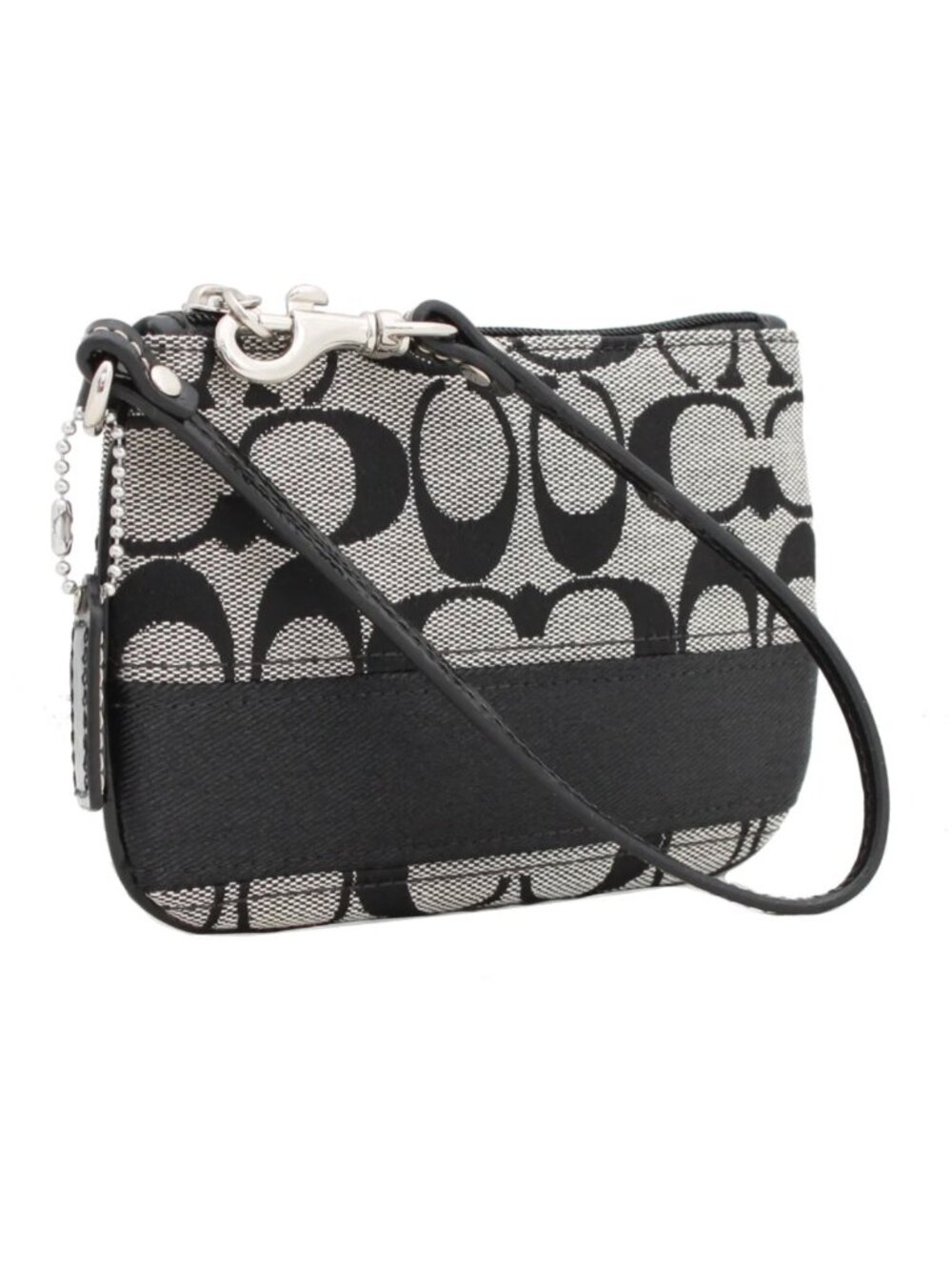 Coach Signature Stripe Wristlet-Black